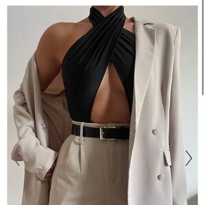 Showpo black cutout halter neck bodysuit